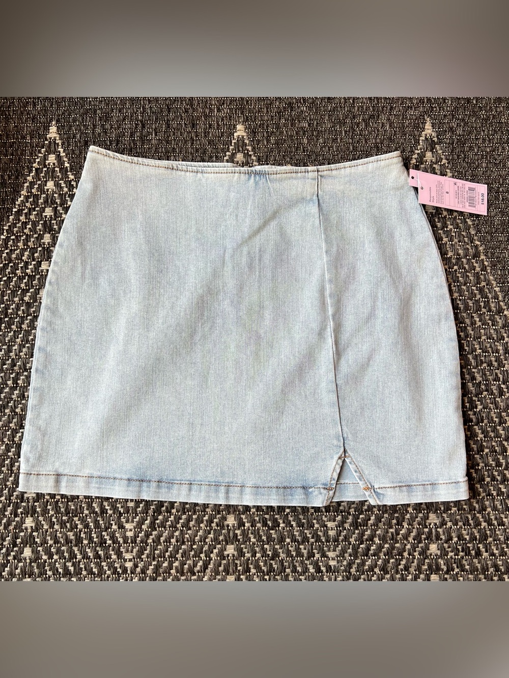 Wild Fable Notch Slit Front Denim Mini Jean Skirt Light Blue Women Size 8 NEW